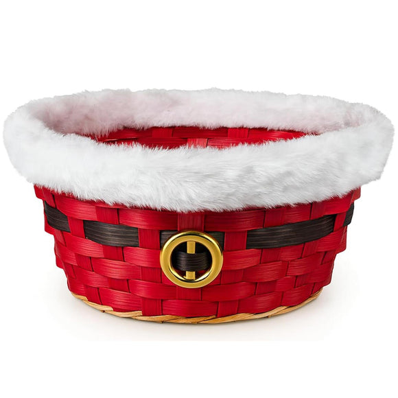 Christmas Santa Suit Bamboo Basket Decoration Treat Gift Hamper Festive Storage