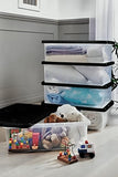 32L PLASTIC STORAGE BOX UNDERBED BLACK LID STRONG DURABLE HOME OFFICE STACKABLE