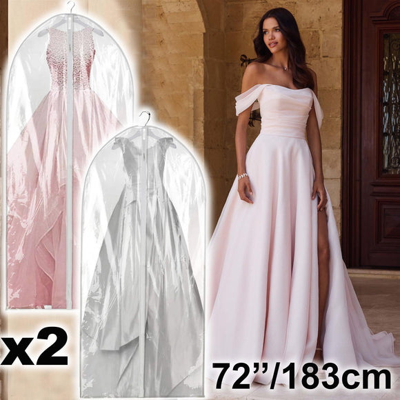 2x 183cm Long Dress Bags Clothes Suit Cover Storage Travel Garment Bag Zip Up