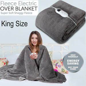 Luxury Electric Heated Throw Shaggy Fleece Cosy Over Blanket Double Single King