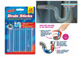 12 Pack Drain Sticks Drain Cleaner Odour Hair Remover Sink Bath Shower Kitchen