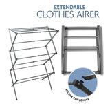 3 Tier Extendable Clothes Airer Dryer Foldable Laundry Washing Line Horse Drying