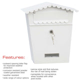 Quality Post Box Letter Mail Box Steel Lockable Wall Mount White
