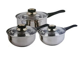 6 Pcs Stainless Steel Cookware Saucepan Set Pan Pot Kitchen Cooking Glass Lid