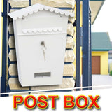Quality Post Box Letter Mail Box Steel Lockable Wall Mount White