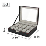 🔥Watch Display Case Jewellery Collection Storage Holder Leather Box 10 Grids Key