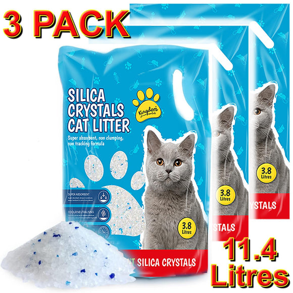 3xSilica Crystal Diamonds Non Clumping Great Absorbency Odour Control Cat Litter