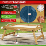 Bamboo Bed Tray Wooden With Handles Folding Leg Serving Breakfast Lap Food Table