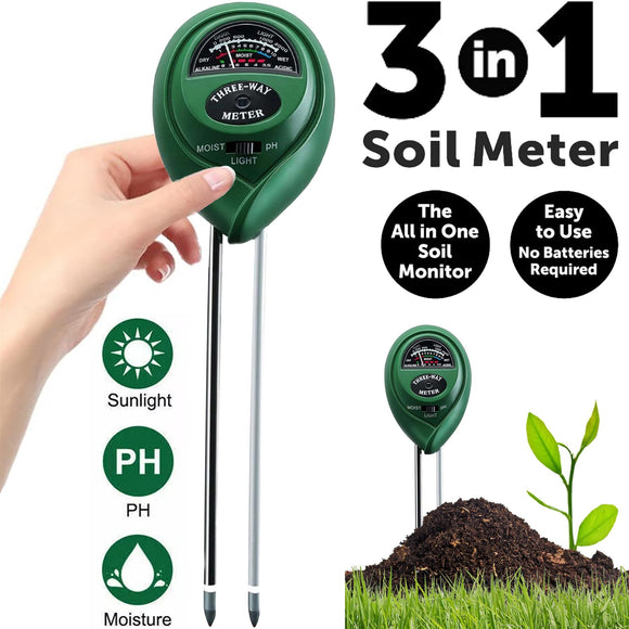 🔥Soil PH Tester 3 in 1 Water Moisture Light Test Meter Kit Garden Plant Flower