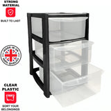 3 Tier Mini Drawer Plastic Tower Trolley Drawers School Office Home Desktop UK