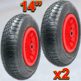 2x 14" PNEUMATIC SACK TRUCK TROLLEY WHEEL BARROW TYRE HEAVY DUTY WHEEL 3.50-8