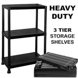 Heavy Duty 3 Tier Plastic Shelving Unit Storage Racking Shelves Home Garage Shed