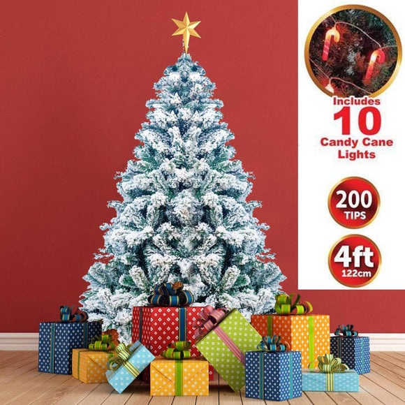 Snowflocked Christmas Tree Snow Deluxe Artificial 4ft With LED Lights and Stand