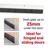 🔥Door Aluminium Draught Excluder Brush Strip Bar 25 mm Heat Seal Energy Savings