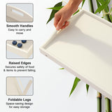 Bamboo Bed Tray Wooden With Handles Folding Leg Serving Breakfast Lap Food Table