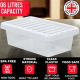 6L Plastic Storage Box Boxes Lid Handles Food Container Home Kitchen Office Box