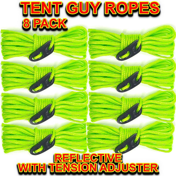 8X GUY LINE TENT ROPE CAMPING CARAVAN PARACORD GAZEBO ROPES CORD SAILING GUYLINE