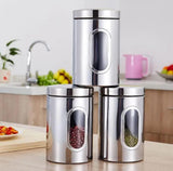 3x Kitchen Storage Canisters Tea Coffee Sugar Jars Set Pots Food Container Tins
