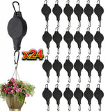 24x STRONG RETRACTABLE HANGING BASKET PULLEY Pull Down Plant Hanger Hooks