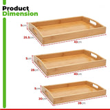3x Bamboo Serving Trays Wooden Serving Tray Set Breakfast Platters With Handles