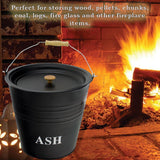 🔥12L Ash Bucket With Lid BBQ Wood Fire Cast Iron Log Container Litre Coal Bin