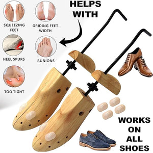 2x Shoe Tree Stretcher Wooden Shaper Men Adjustable Bunion Corn Blister Size6-12