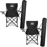 2x Camping Chairs Folding Outdoor Seat Fishing Garden Beach Chair Cup Holder UK
