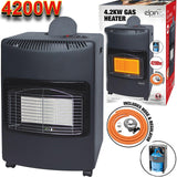 4.2KW CALOR GAS PORTABLE CABINET HEATER FIRE BUTANE WITH REGULATOR & HOSE