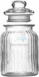 3x Large Ribbed Glass Candy Jars with Lid Sweets Biscuits Dried Food Weddings