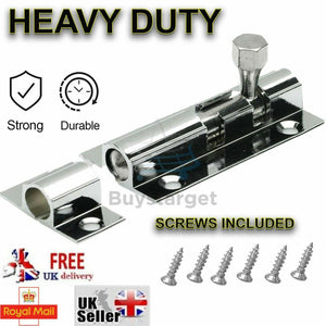 Heavy Duty Chrome Door Bolt Straight Tower Bathroom Gate Latch Lock Slide UK