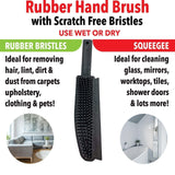2x Rubber Hand Brush Glass Pet Hair Lint Dirt Carpet Clothes Wet Dry Cleaning