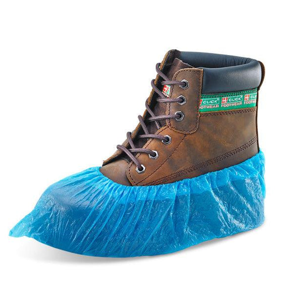 30x Disposable Shoe Boot Covers Blue Plastic Over Shoes Clean Protectors Floor