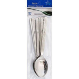 6 Stainless Steel Dessert Table Spoons Serving Set Pattern Kitchen Cutlery Utensils