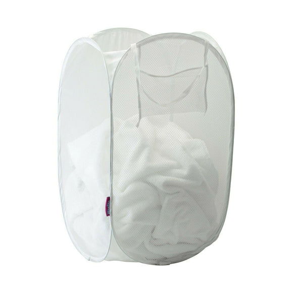 50cm Large Laundry Foldable Mesh Washing Basket Bag Pop Up Bin Hamper Storage - Buystarget