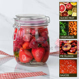 Set of 2 Round Clip Top Glass Jars Glass Preserve Pots Jams Storage Airtight