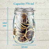 Set of 2 Round Clip Top Glass Jars Glass Preserve Pots Jams Storage Airtight