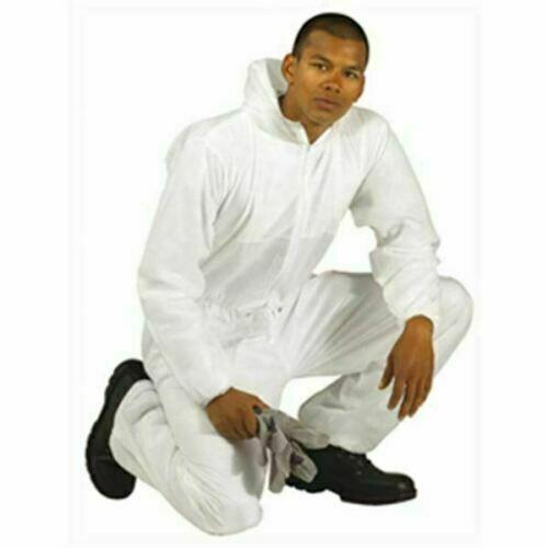 Protective Suit Coveralls White Hood Boiler Painters Zip Overalls Disposable - Buystarget