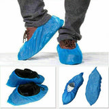 30x Disposable Shoe Boot Covers Blue Plastic Over Shoes Clean Protectors Floor