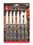 Steak Knives 6x Stainless Steel Cutlery Set Meat Dining Table Knife Kitchen UK