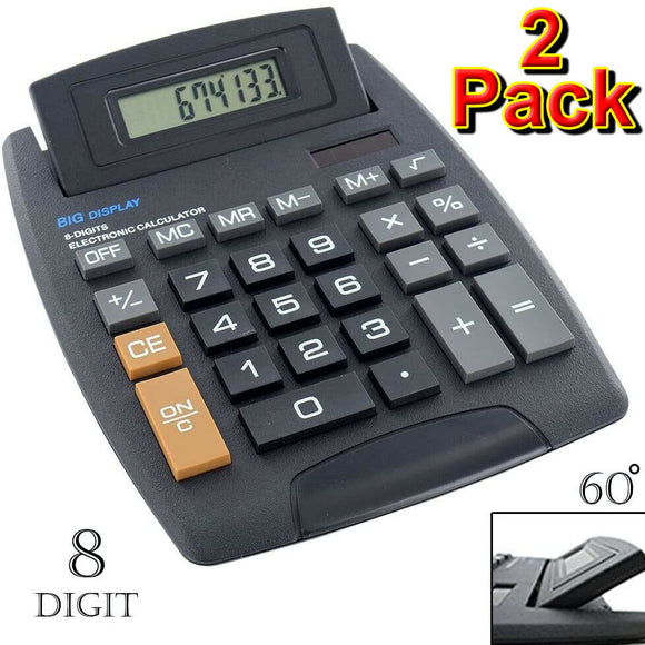 2Pack Jumbo Calculator 8 Digits Large Buttons School Office Desk Pop Up Solar - Buystarget
