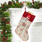 4x Jute Hessian Christmas Xmas Stocking Stockings Foil Printed Santa Gift Sack