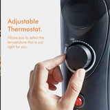 Electric Oil Filled Radiator Portable Heater 6 Fin Thermostat Compact Space Warm