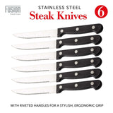 Steak Knives 6x Stainless Steel Cutlery Set Meat Dining Table Knife Kitchen UK