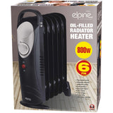 Electric Oil Filled Radiator Portable Heater 6 Fin Thermostat Compact Space Warm