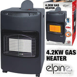 4.2KW CALOR GAS PORTABLE CABINET HEATER FIRE BUTANE WITH REGULATOR & HOSE