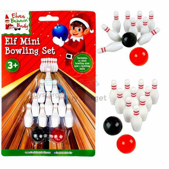 Naughty Elf Mini Bowling Set Elves Behavin' Badly Christmas Prop Kids Children