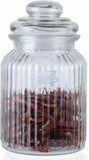 3x Large Ribbed Glass Candy Jars with Lid Sweets Biscuits Dried Food Weddings
