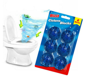 6x Toilet Cleaning Cistern Blocks Blue Cleaner Freshener Loo Tablets Rim Flush