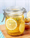 Set of 2 Round Clip Top Glass Jars Glass Preserve Pots Jams Storage Airtight
