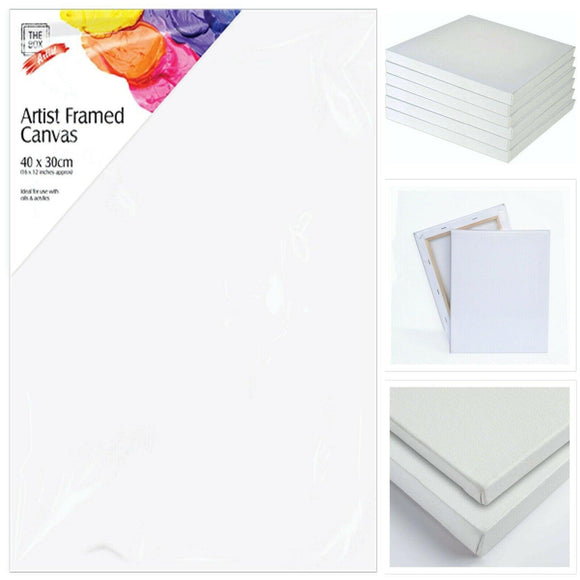 Framed Artist Canvas 40x30cm Art Blank Board Plain Painting Stretched White UK - Buystarget